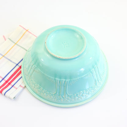 SOLD - Vintage Aqua Homer Laughlin 9.5" Apple Tree Mixing Bowl