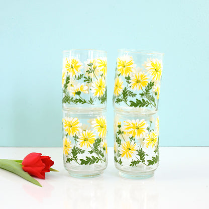 SOLD - Vintage Libbey Daisy Glasses / Set of Four
