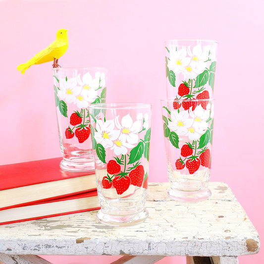 SOLD - Vintage Libbey Strawberry Glasses
