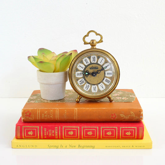 SOLD - Vintage Golden Filigree Linden Black Forest Alarm Clock