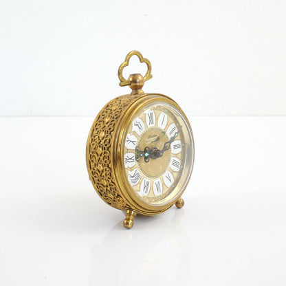 SOLD - Vintage Golden Filigree Linden Black Forest Alarm Clock