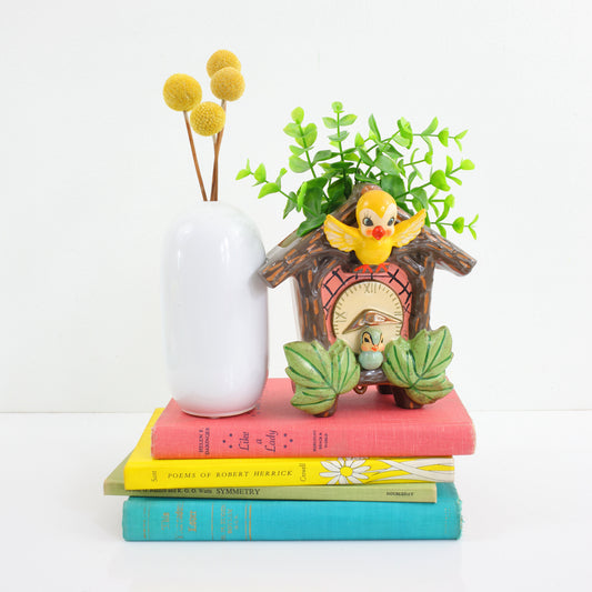SOLD - Vintage Ceramic Cuckoo Clock Wall Pocket Planter by Lipper & Mann