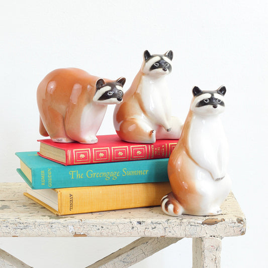 SOLD - Vintage Lomonosov Raccoon Family