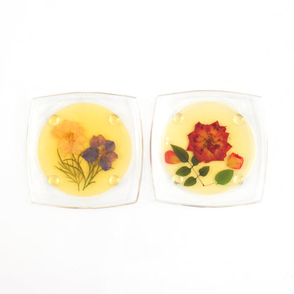 SOLD — Vintage Pressed Flower Drink Coasters