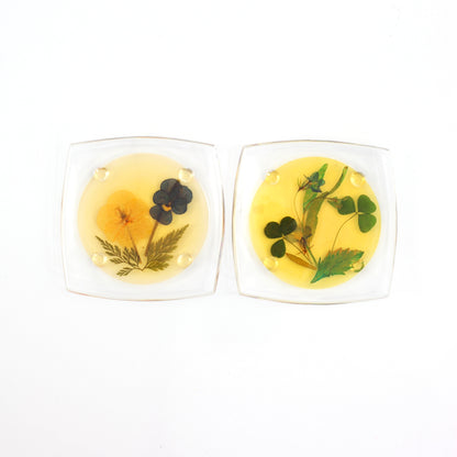 SOLD — Vintage Pressed Flower Drink Coasters