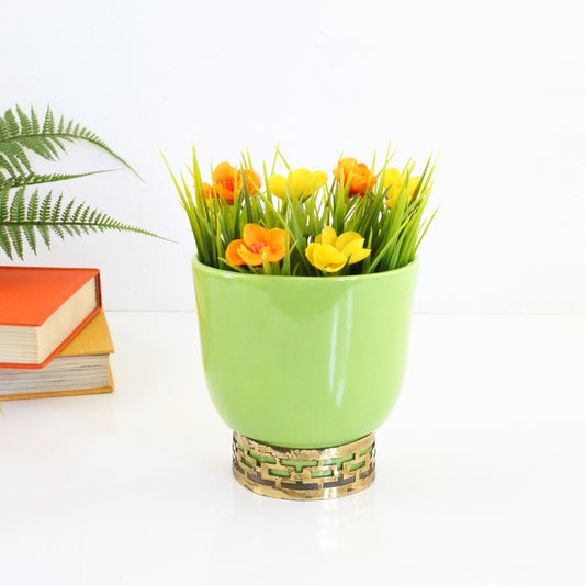 Vintage Maddux of California Wall Planter with Brass Base