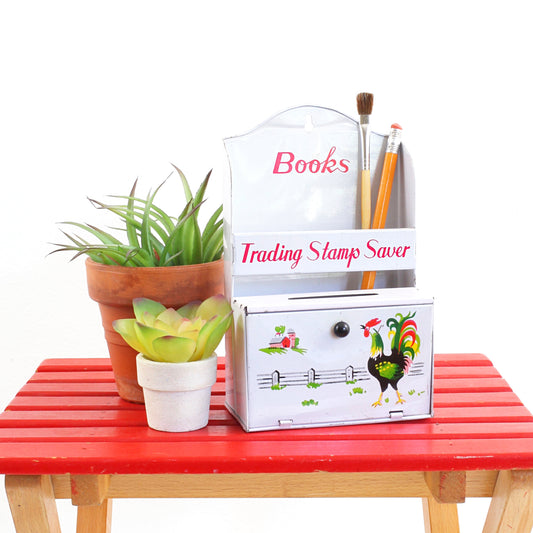 SOLD - 1950s Trading Stamp Saver / Vintage Tin Storage Box