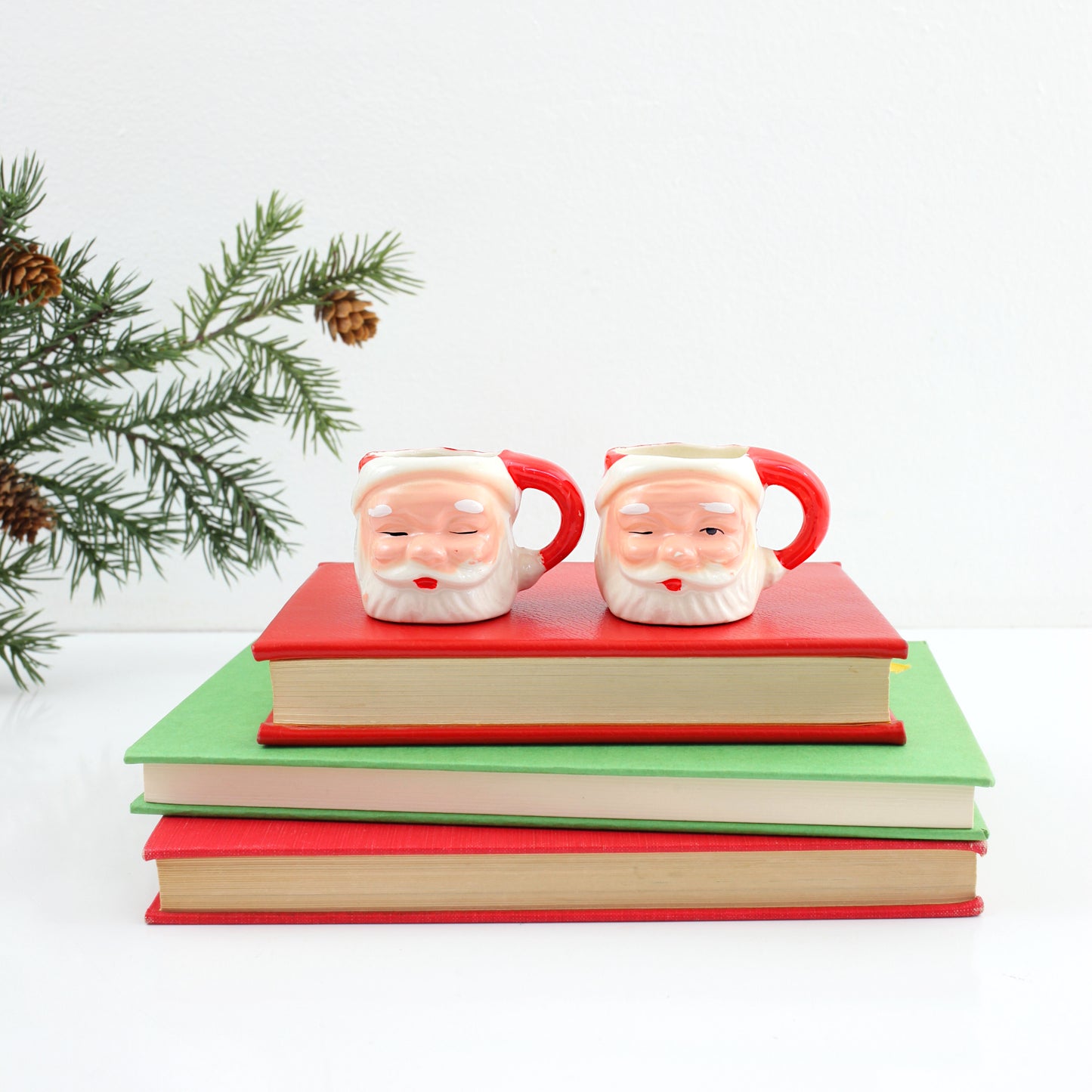 SOLD - Vintage Pair of Mini Santa Mugs from Japan