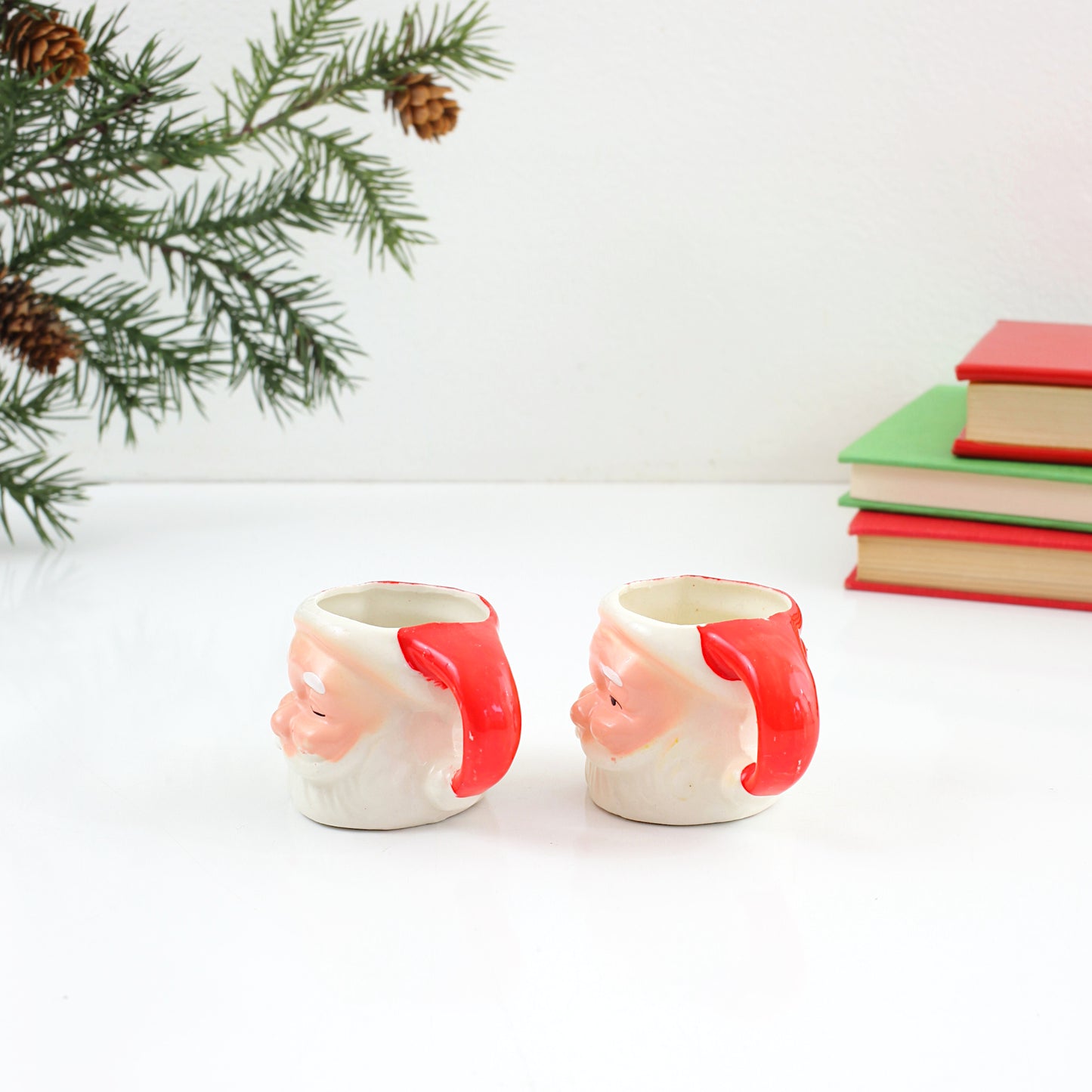 SOLD - Vintage Pair of Mini Santa Mugs from Japan