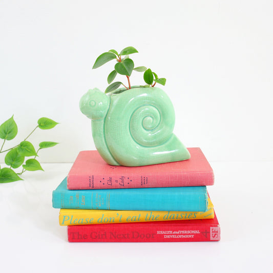 SOLD - Vintage Mint Green Snail Planter