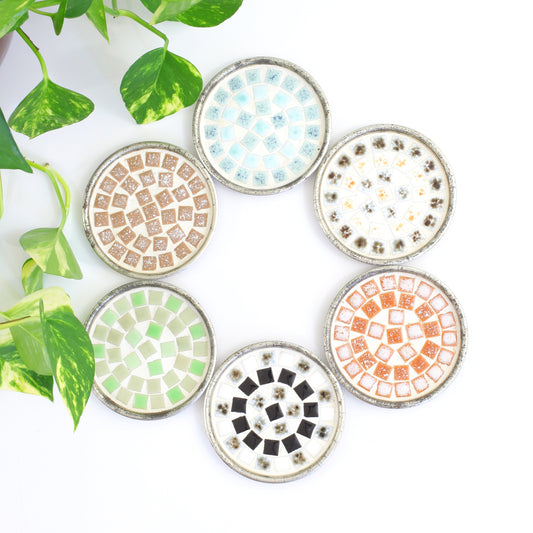 SOLD - Vintage Set of Mid Century Modern Mosaic Tile Coasters