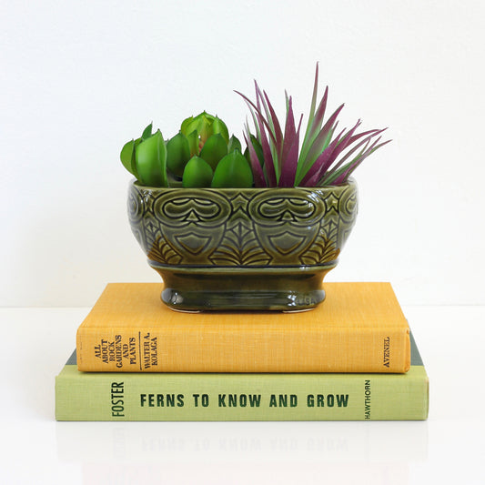 SOLD - Vintage Mossy Green USA Pottery Planter