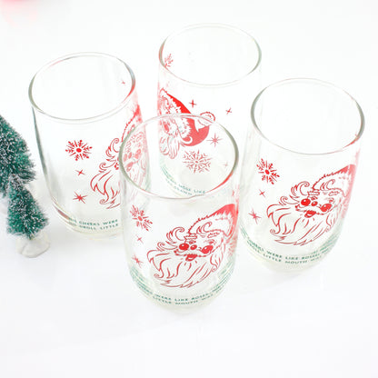 SOLD - Vintage 'Twas The Night Before Christmas Glasses / Santa & Showflakes