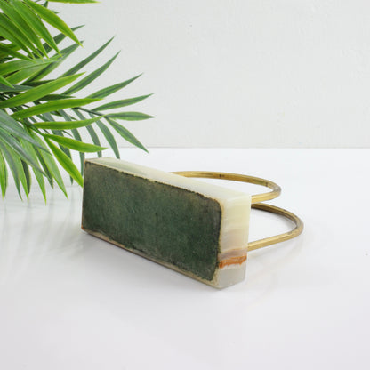 SOLD - Vintage Onyx & Brass Arches Letter Holder