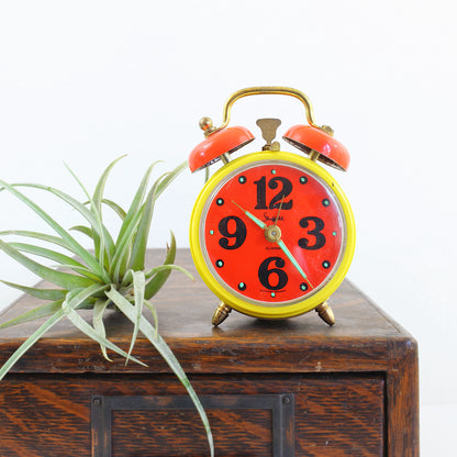 SOLD - Vintage Orange & Yellow Sheffield Alarm Clock