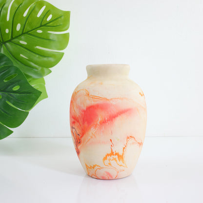 SOLD - Vintage Orange & Peach Swirl Nemadji Pottery Vase