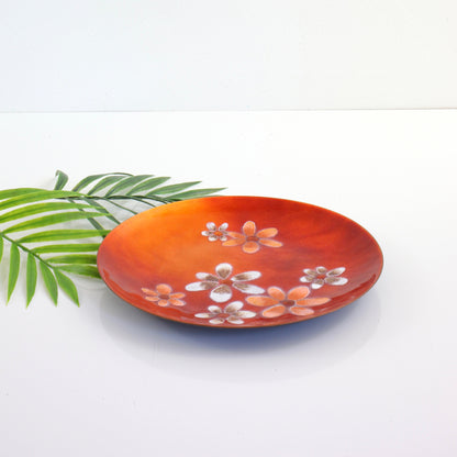 SOLD - Mid Century Modern Enamel Copper Bowl in Orange Flame