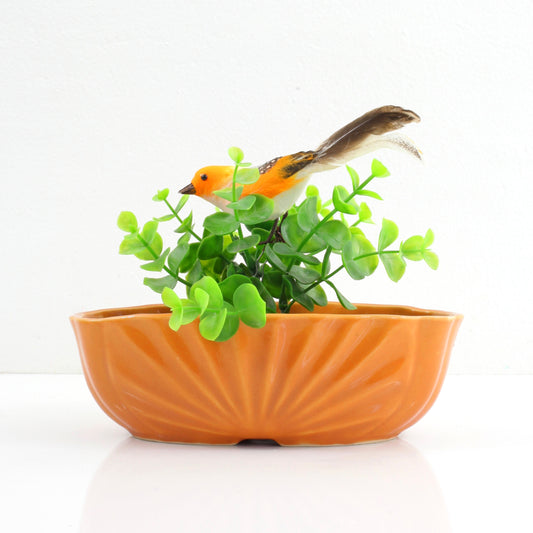 SOLD - Vintage Orange Sunburst USA Pottery Planter