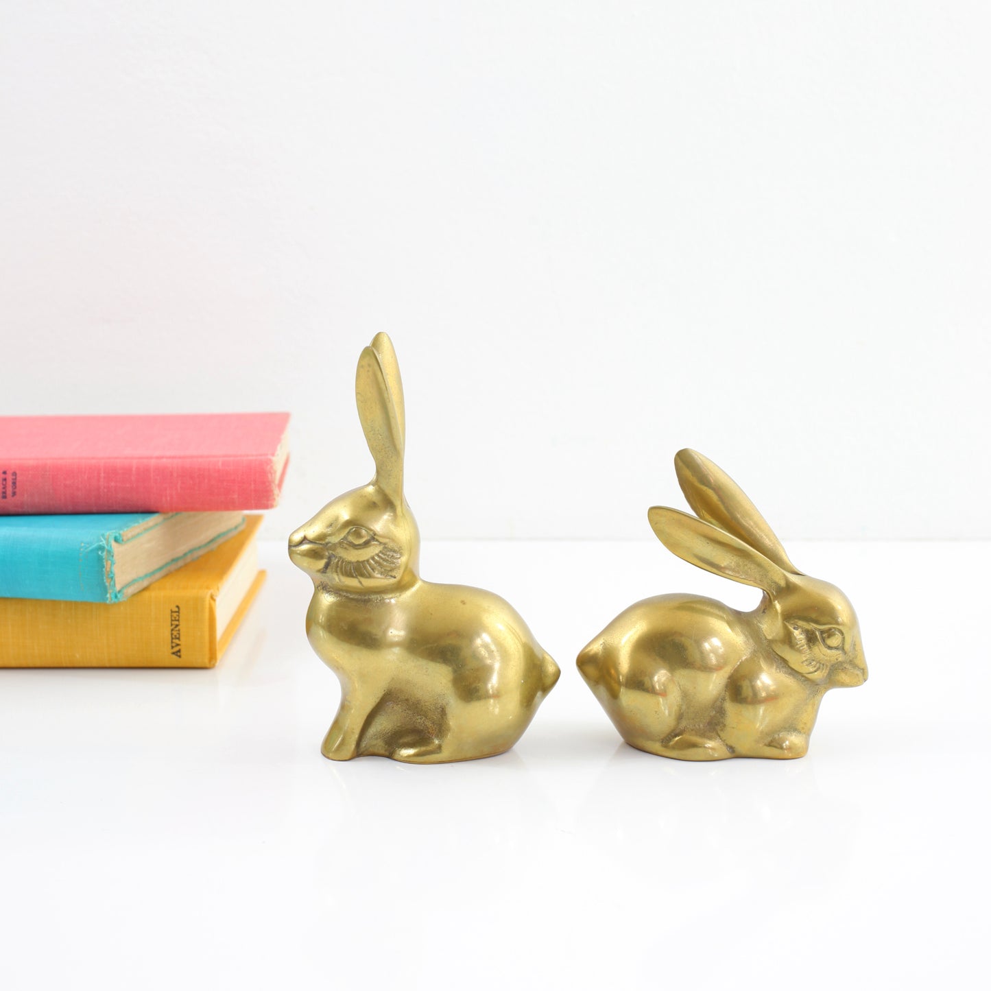 SOLD - Vintage Pair of Brass Rabbits