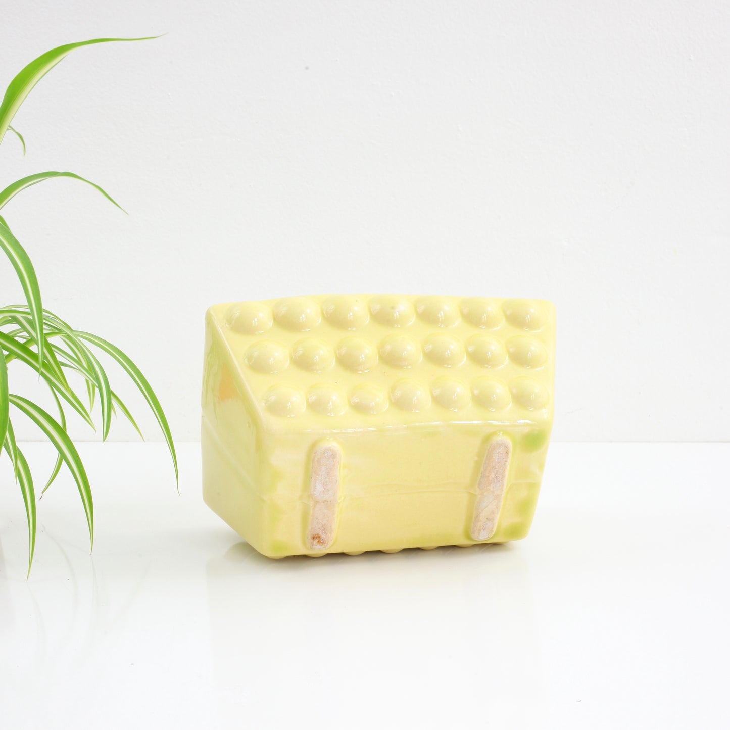 SOLD - Vintage Bumpy Yellow Ceramic Planter