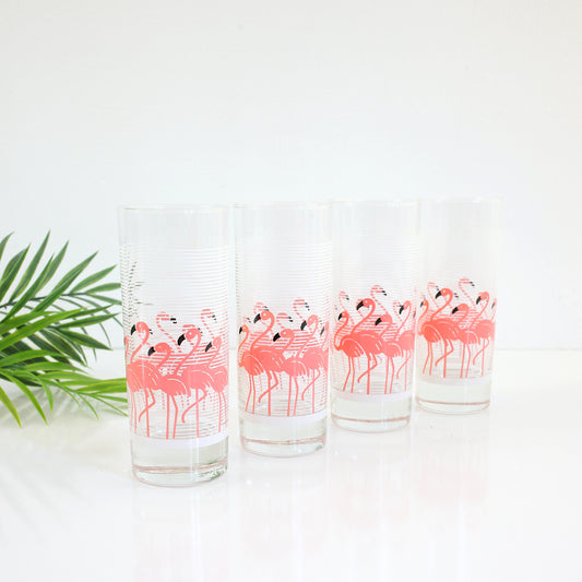SOLD - Vintage Pink Flamingo Iced Tea Glasses