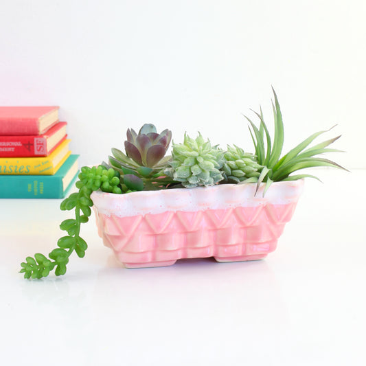 SOLD - Vintage Pink Upco Geometric Planter