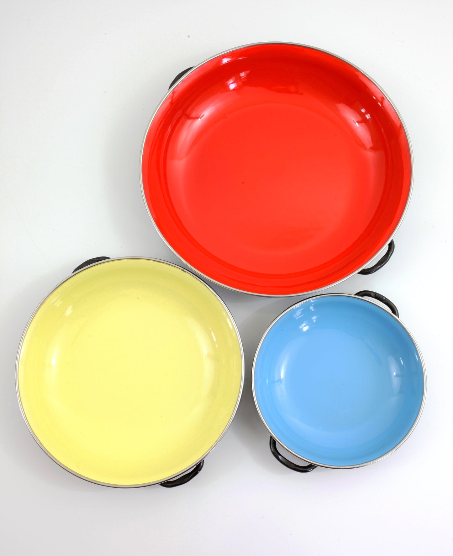 SOLD - Colorful Vintage Enamel Paella Pans
