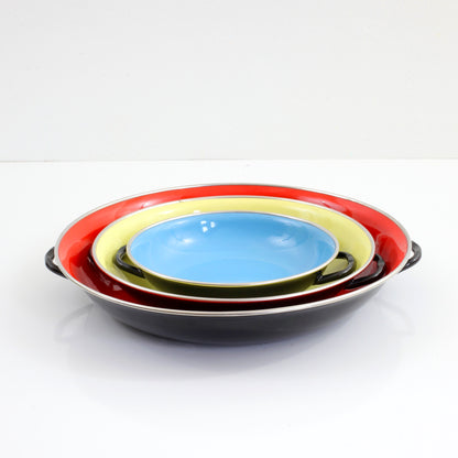 SOLD - Colorful Vintage Enamel Paella Pans