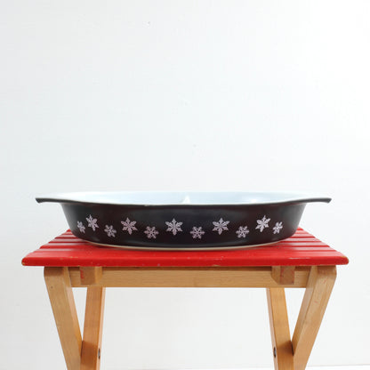 SOLD - Vintage Pyrex Black & White Snowflake Divided Dish