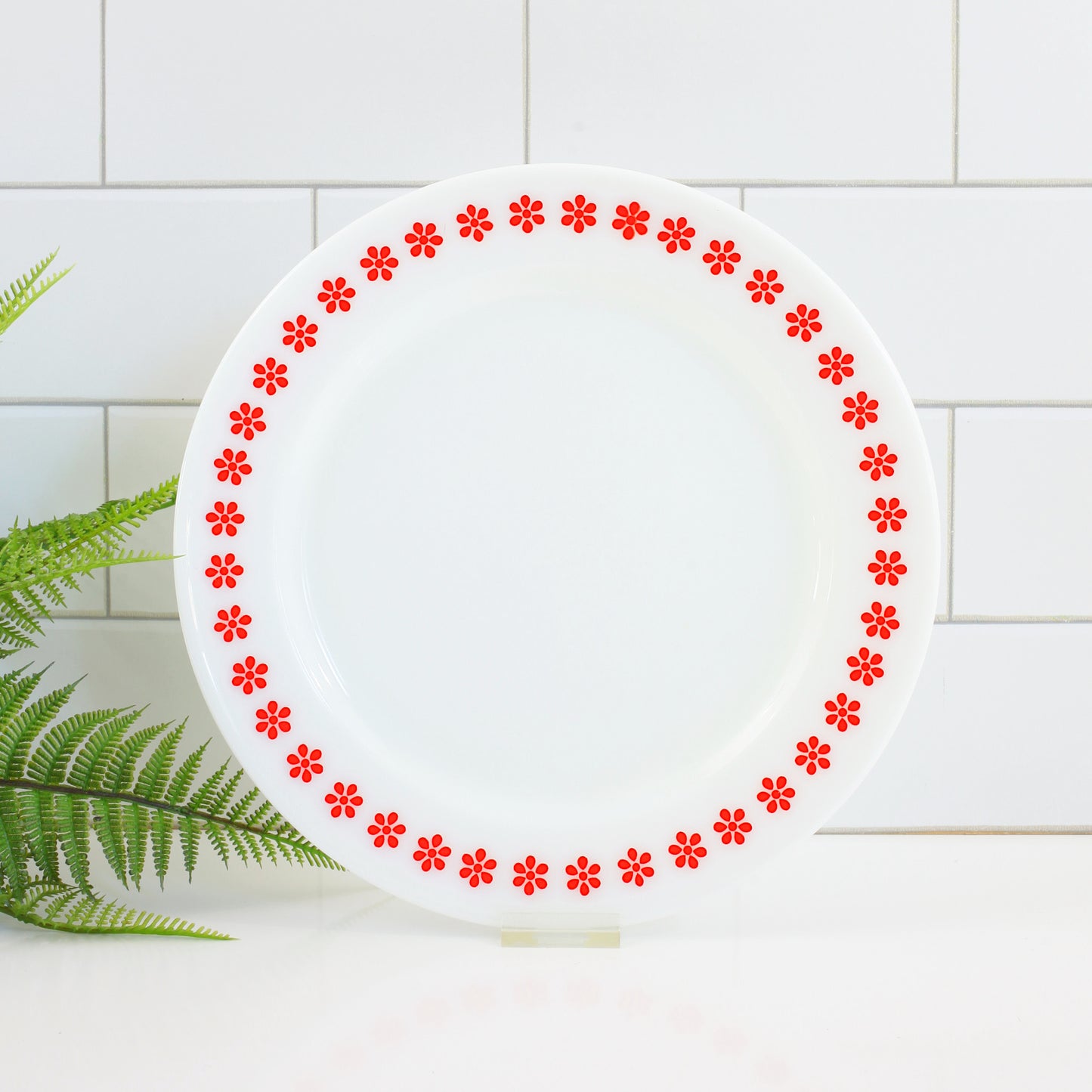 SOLD - Vintage Pyrex Friendship Red & White Flower Plate
