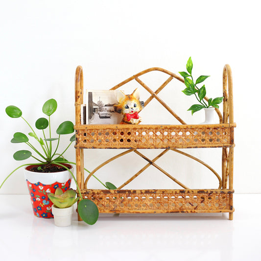 SOLD - Vintage Rattan & Wicker Shelf