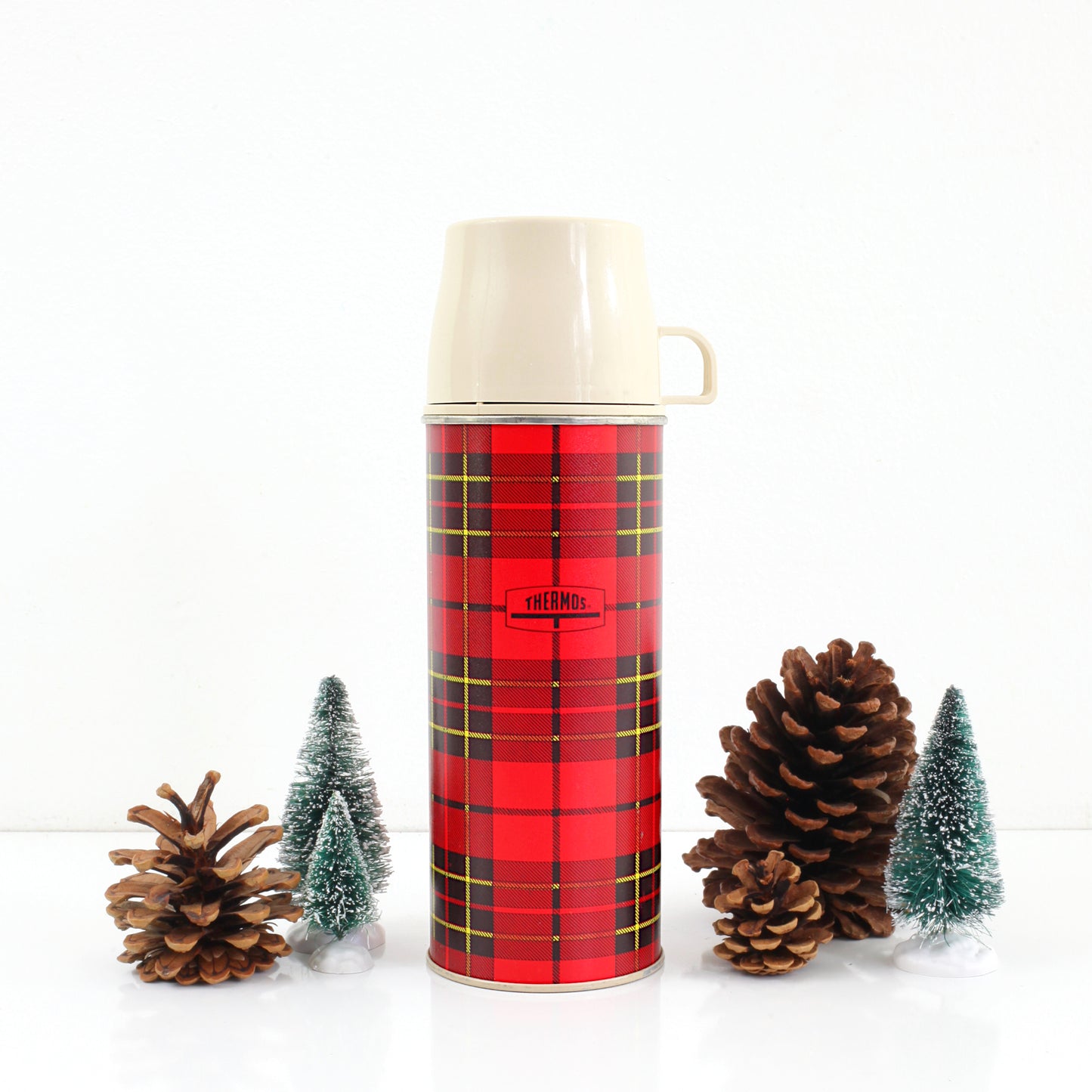 SOLD - Vintage Red Plaid Thermos