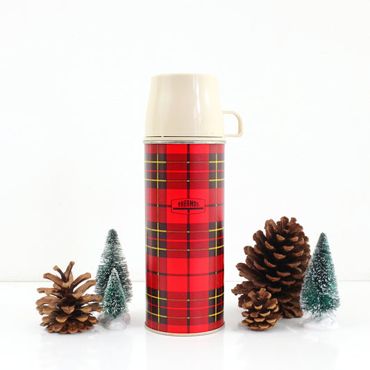 SOLD - Vintage Red Plaid Thermos