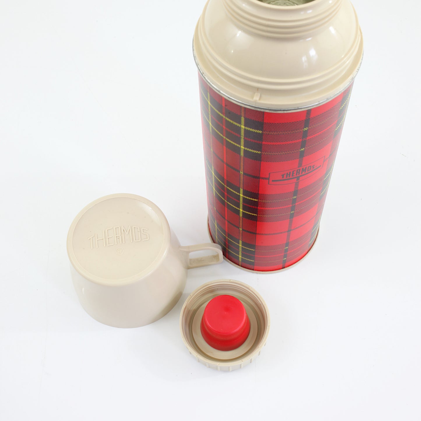 SOLD - Vintage Red Plaid Thermos