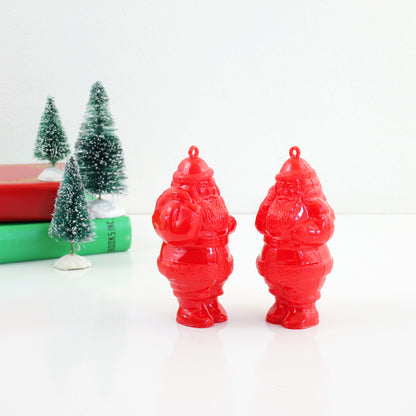 SOLD - Vintage 1950s Red Plastic Dime Store Santa Ornaments