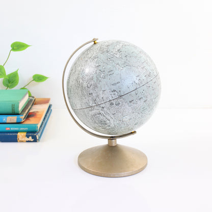 SOLD - Vintage Mid Century Metal Lithograph Moon Globe by Replogle