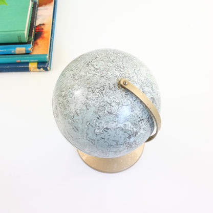 SOLD - Vintage Mid Century Metal Lithograph Moon Globe by Replogle
