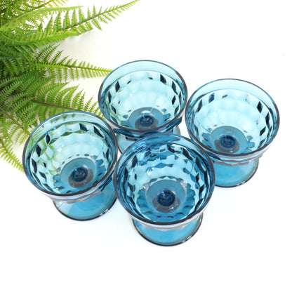 SOLD - Vintage Riviera Blue Whitehall Champagne Glasses by Indiana Glass Co.