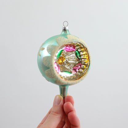 SOLD - Mid Century Round Pastel Indent Mercury Glass Ornaments
