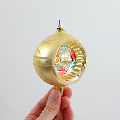 SOLD - Mid Century Round Pastel Indent Mercury Glass Ornaments