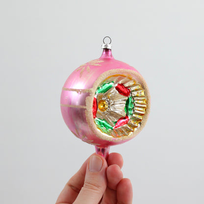 SOLD - Mid Century Round Pastel Indent Mercury Glass Ornaments