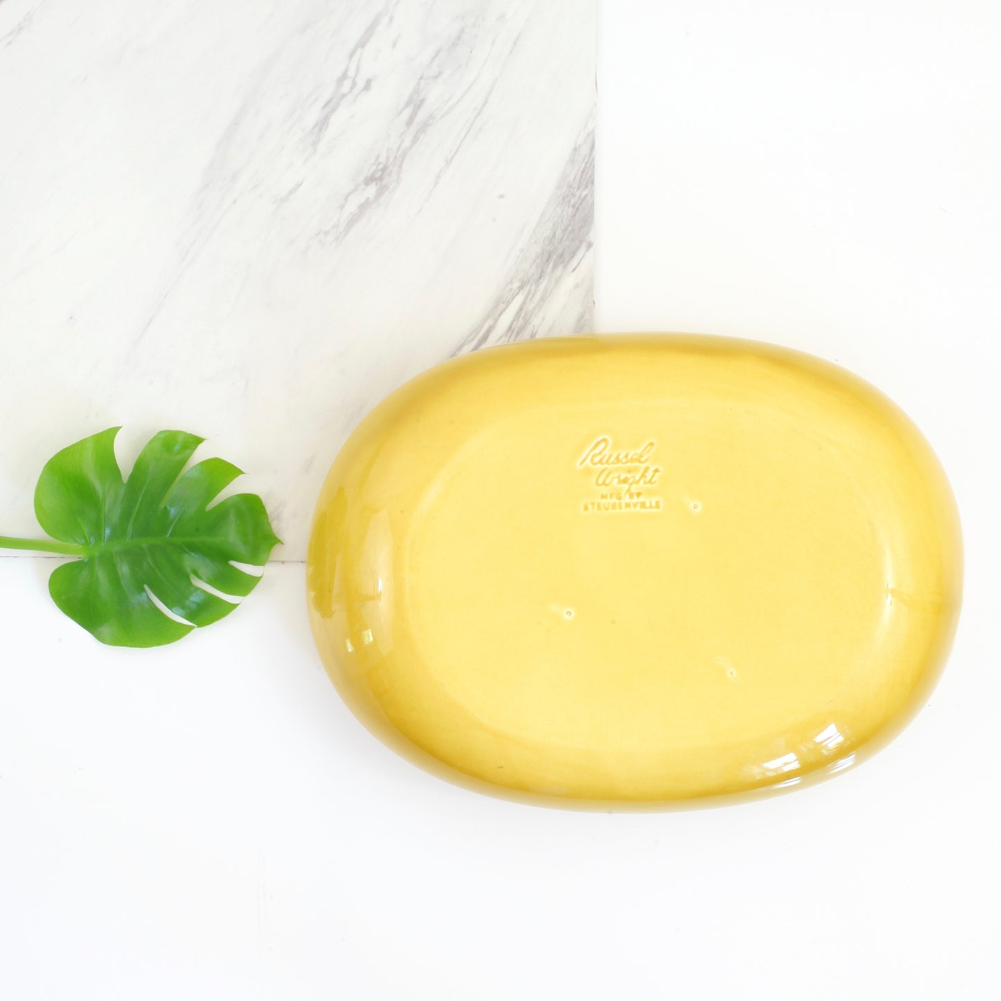 SOLD - Vintage Russel Wright Chartreuse American Modern Serving Bowl by Steubenville