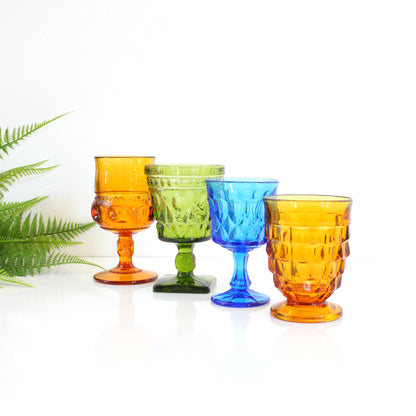SOLD - Set of Colorful Vintage Mismatched Goblets