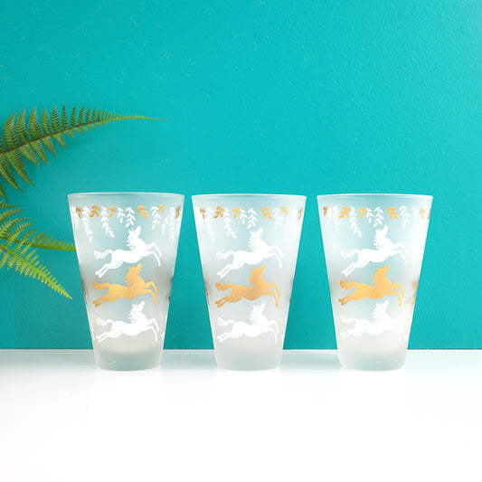 SOLD - Mid Century Modern Libbey Cavalcade 13oz Glasses / Set of 3