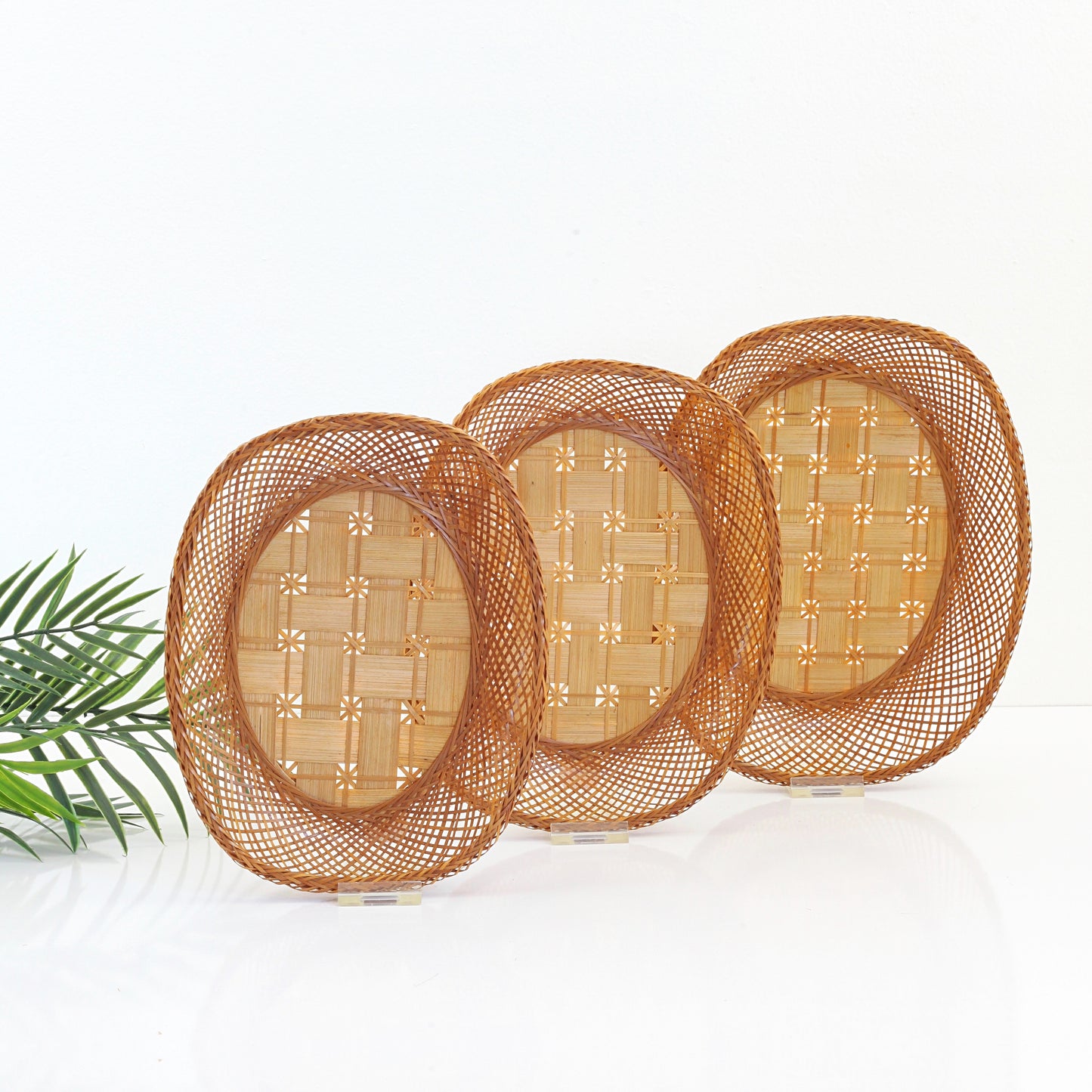 SOLD - Set of Three Vintage Wicker Nesting Baskets