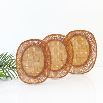 SOLD - Set of Three Vintage Wicker Nesting Baskets