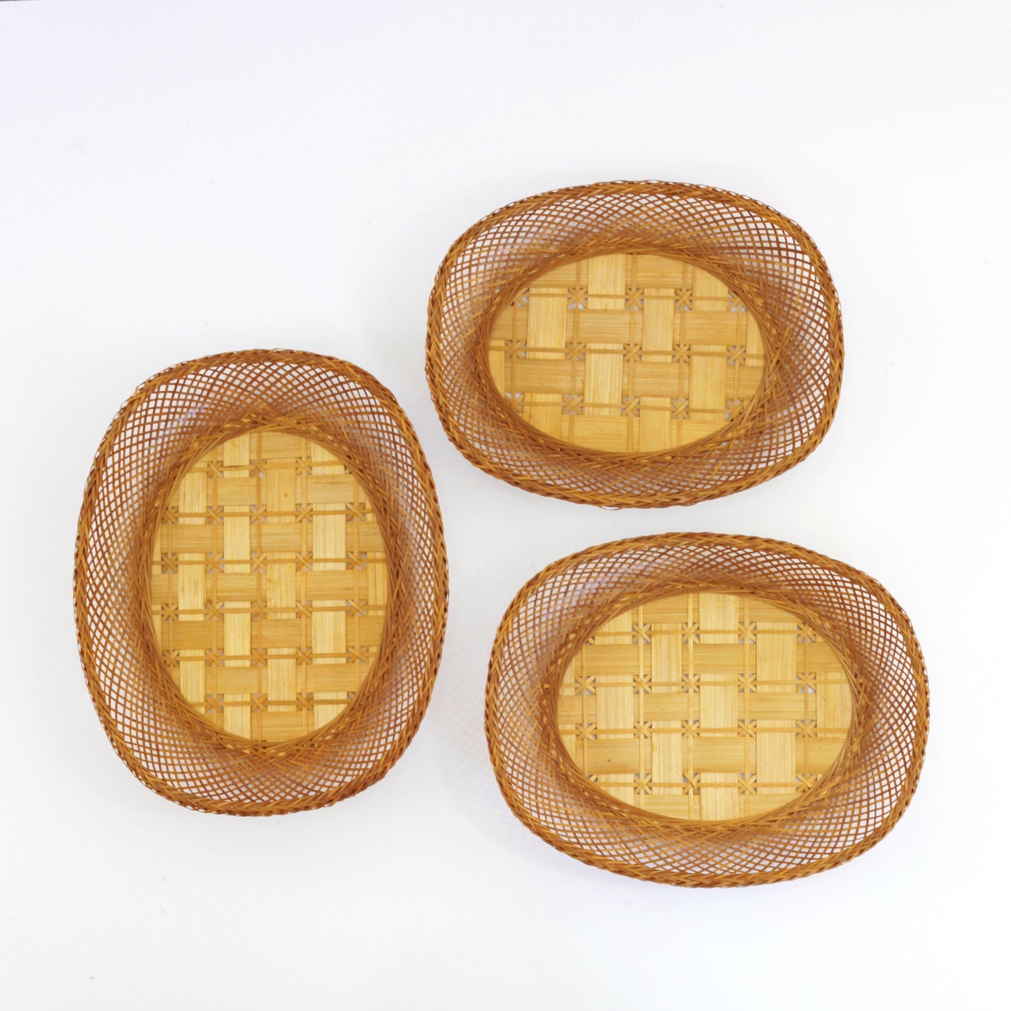 SOLD - Set of Three Vintage Wicker Nesting Baskets