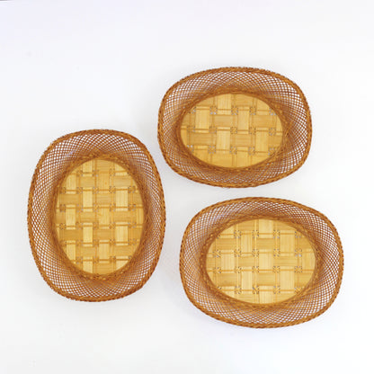 SOLD - Set of Three Vintage Wicker Nesting Baskets