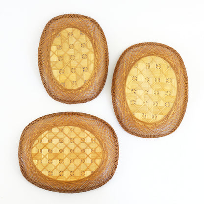 SOLD - Set of Three Vintage Wicker Nesting Baskets