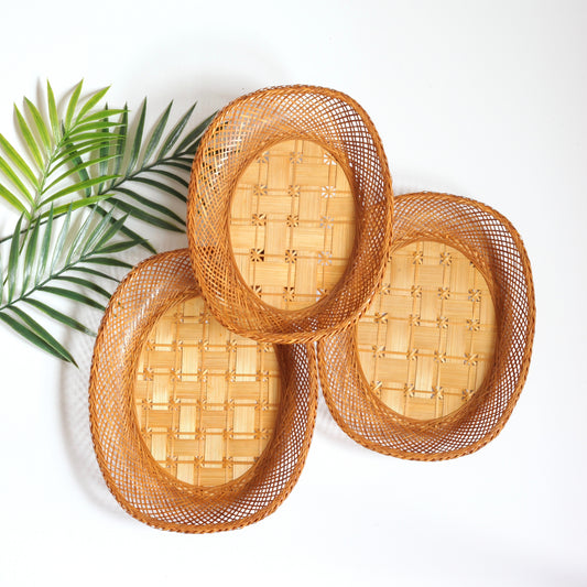 SOLD - Set of Three Vintage Wicker Nesting Baskets